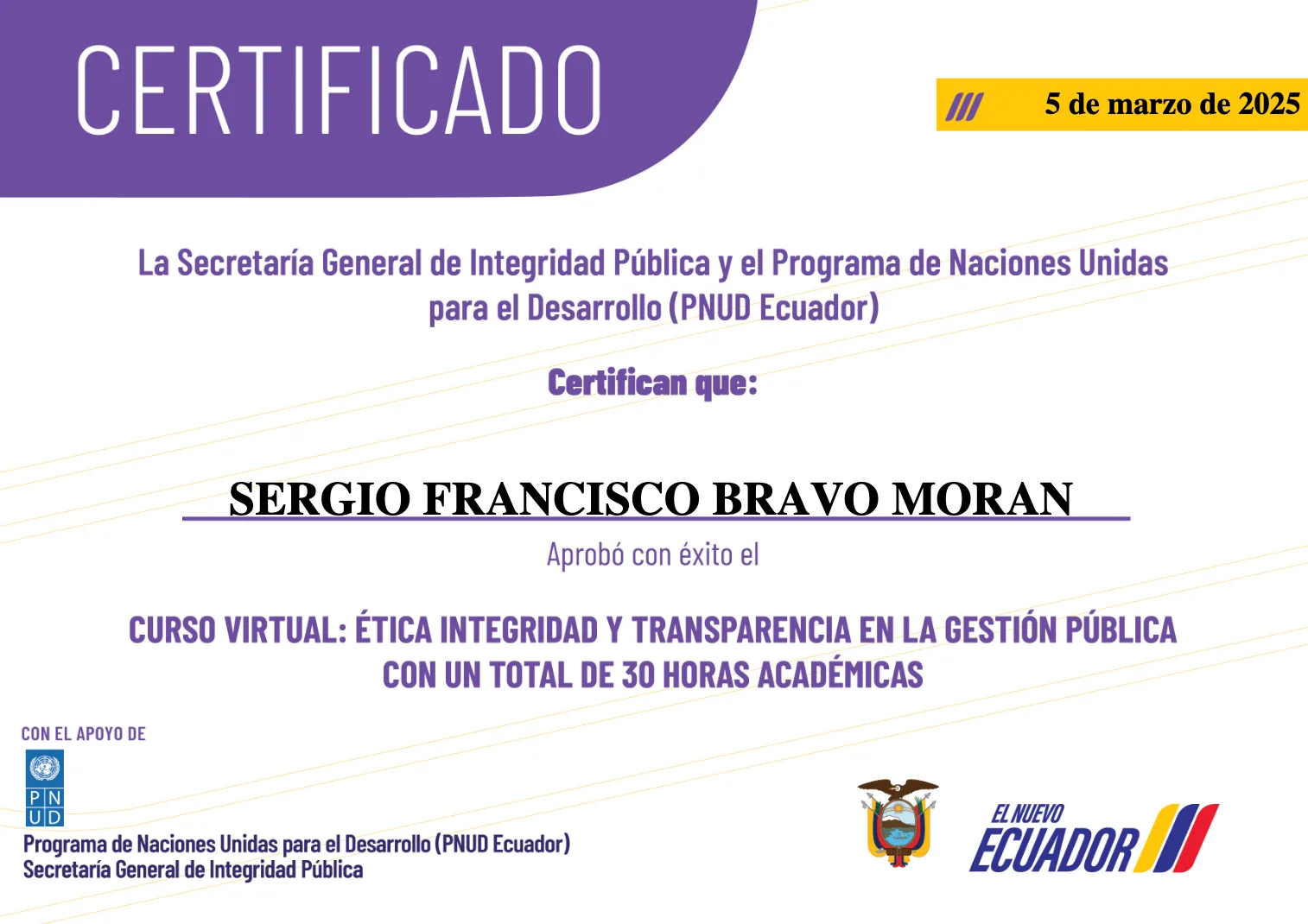 Curso Virtual Ética Integridad Transparencia en la Gestión Pública Programa 14 Constancia de participación