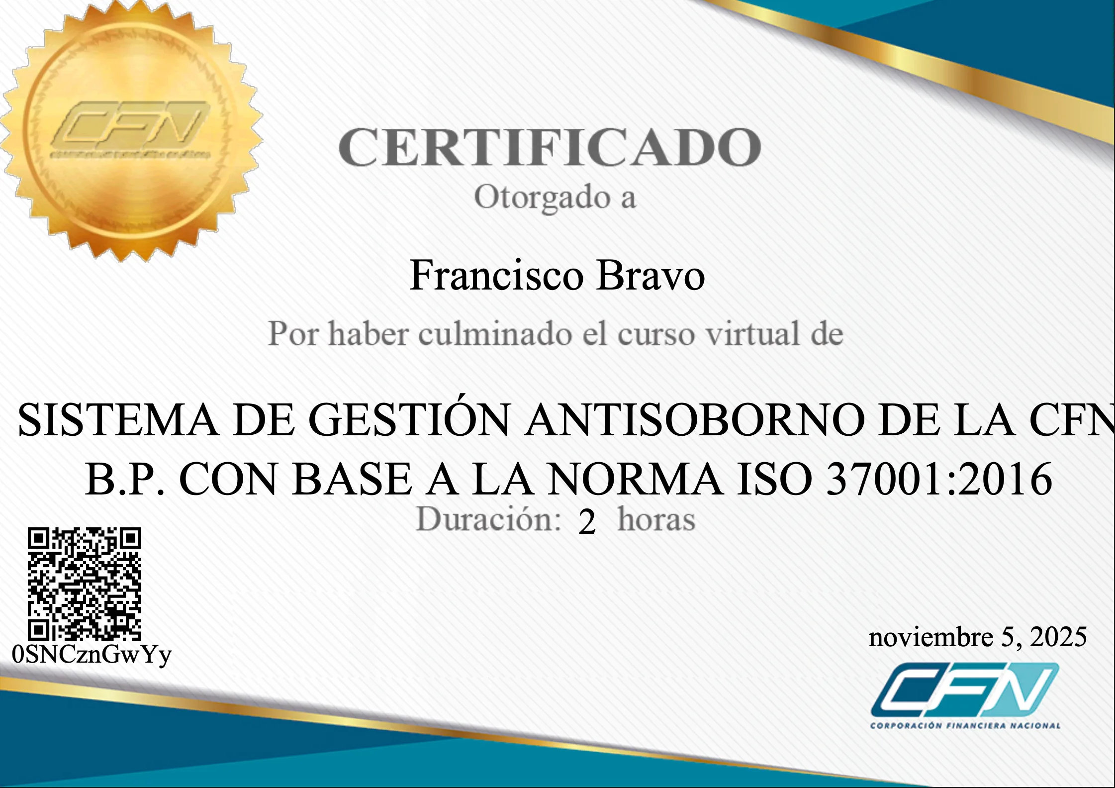 SISTEMA DE GESTIÓN ANTISOBORNO DE LA CFN B.P. CON BASE A LA NORMA ISO 37001:2016