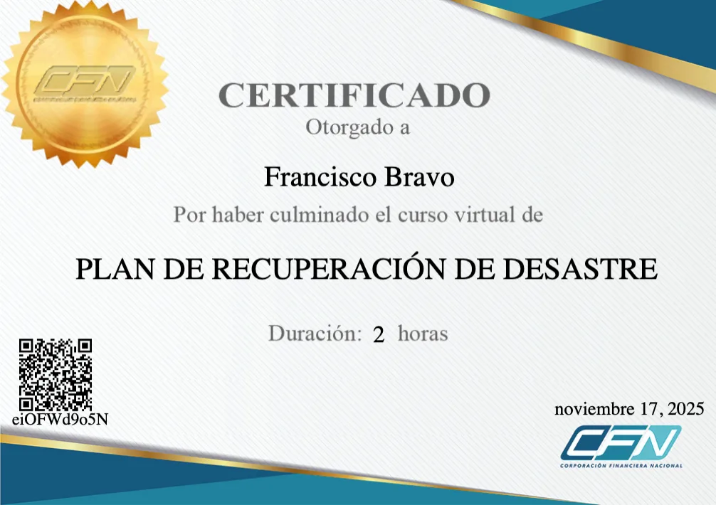 PLAN DE RECUPERACIÓN DE DESASTRE